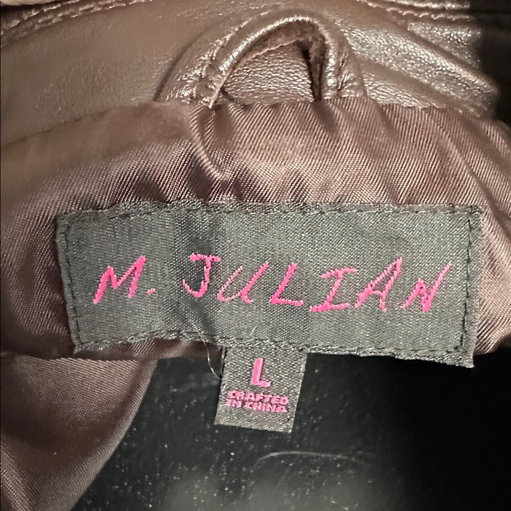 M Julian EUC size L genuine soft brown leather jacket. 3 button front w/ pockets - Picture 8 of 11